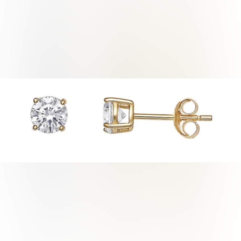 Primrose Cubic Zirconia 18KT Gold Sterling Silver Stud 1CT Earrings Nickel Free